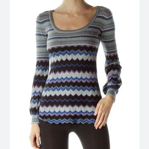 Free People Dancing Chevron Stripe Sweater Tunic